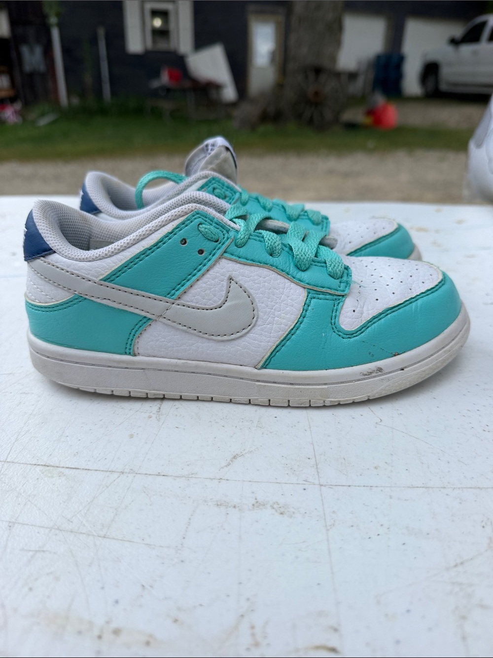 Nike Kids Low-Top Sneakers in Teal, White and Navy